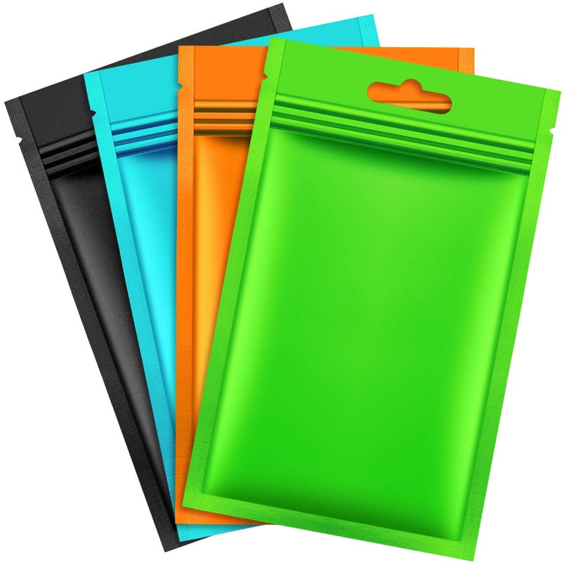 Hestya 200 Pieces Film Resealable Bags Polyester Odor Proof Bags Aluminum Foil Food Storage Metallic Flat Zipper Sealable Pouch for Small Business Candy Sample Packaging(9 x 15 cm,Multicolor) - Image 1